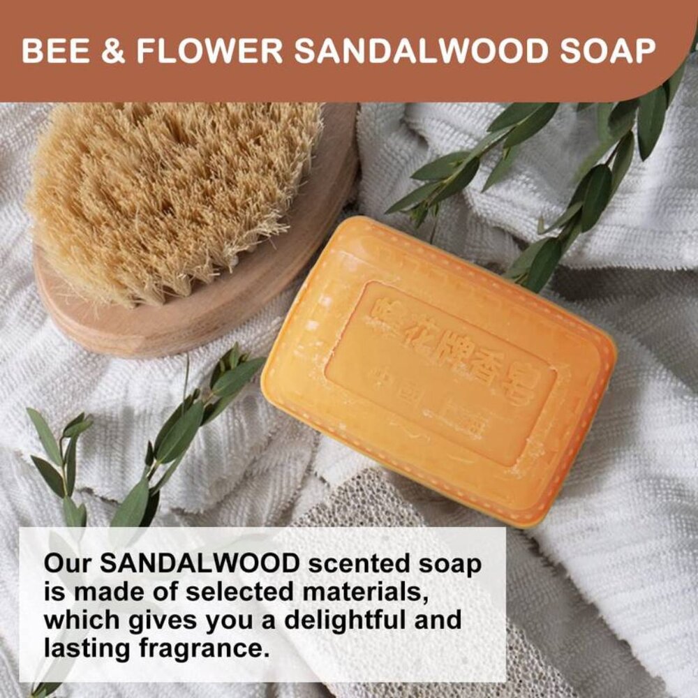 Bee & Flower Brand Sandal Wood Soap, 4.4 Oz(3 Bar Soap)